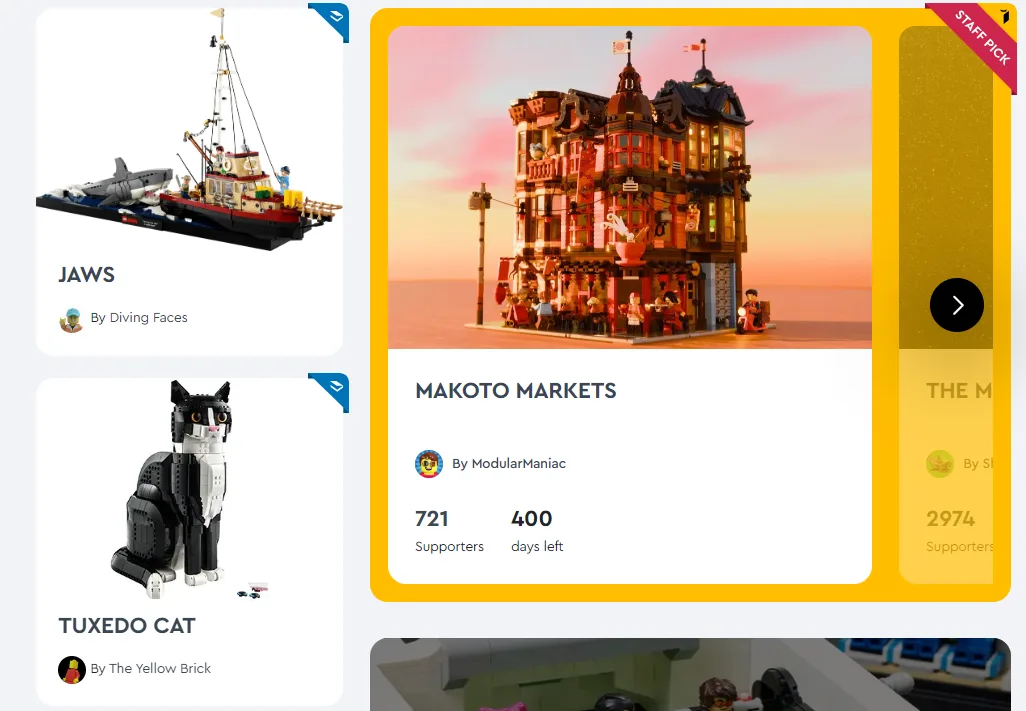 Lego Ideas Ana sayfa görüntüsü